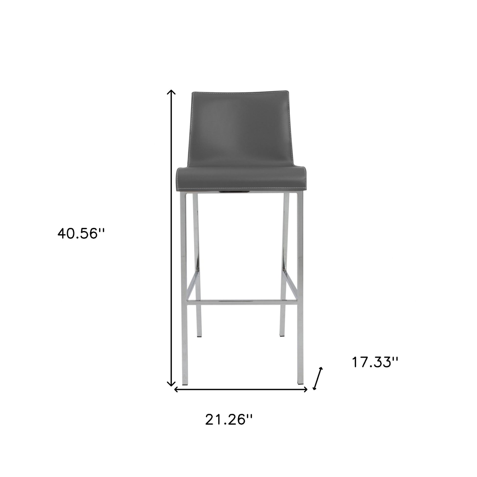 Gray & Silver Steel Low Back Bar Height Bar Chairs - Set of 2