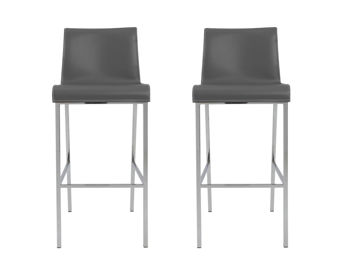 Gray & Silver Steel Low Back Bar Height Bar Chairs - Set of 2