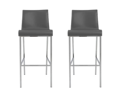 Gray & Silver Steel Low Back Bar Height Bar Chairs - Set of 2