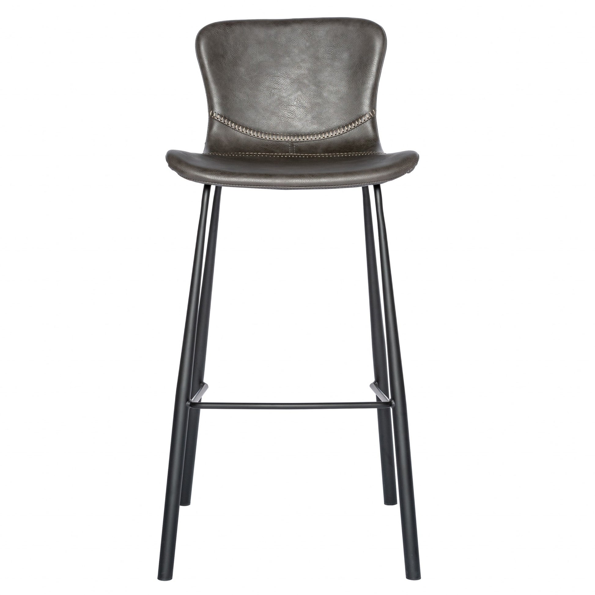 Gray & Black Steel Low Back Bar Height Bar Chairs - Set of 2