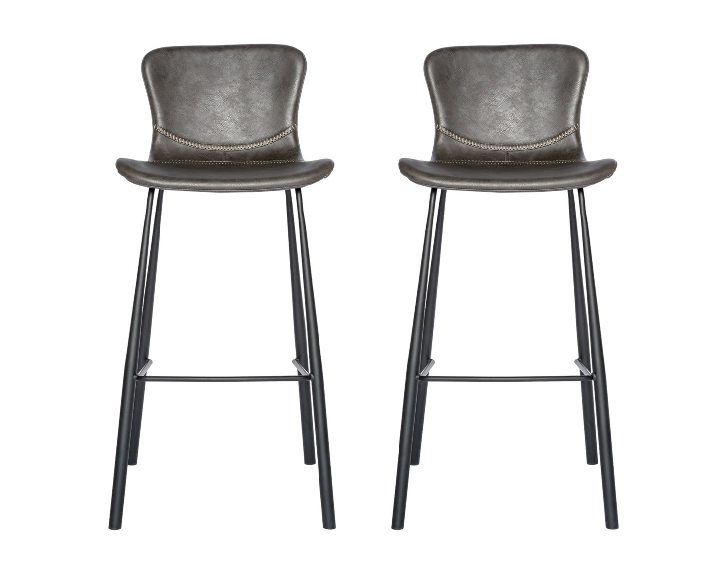 Gray & Black Steel Low Back Bar Height Bar Chairs - Set of 2