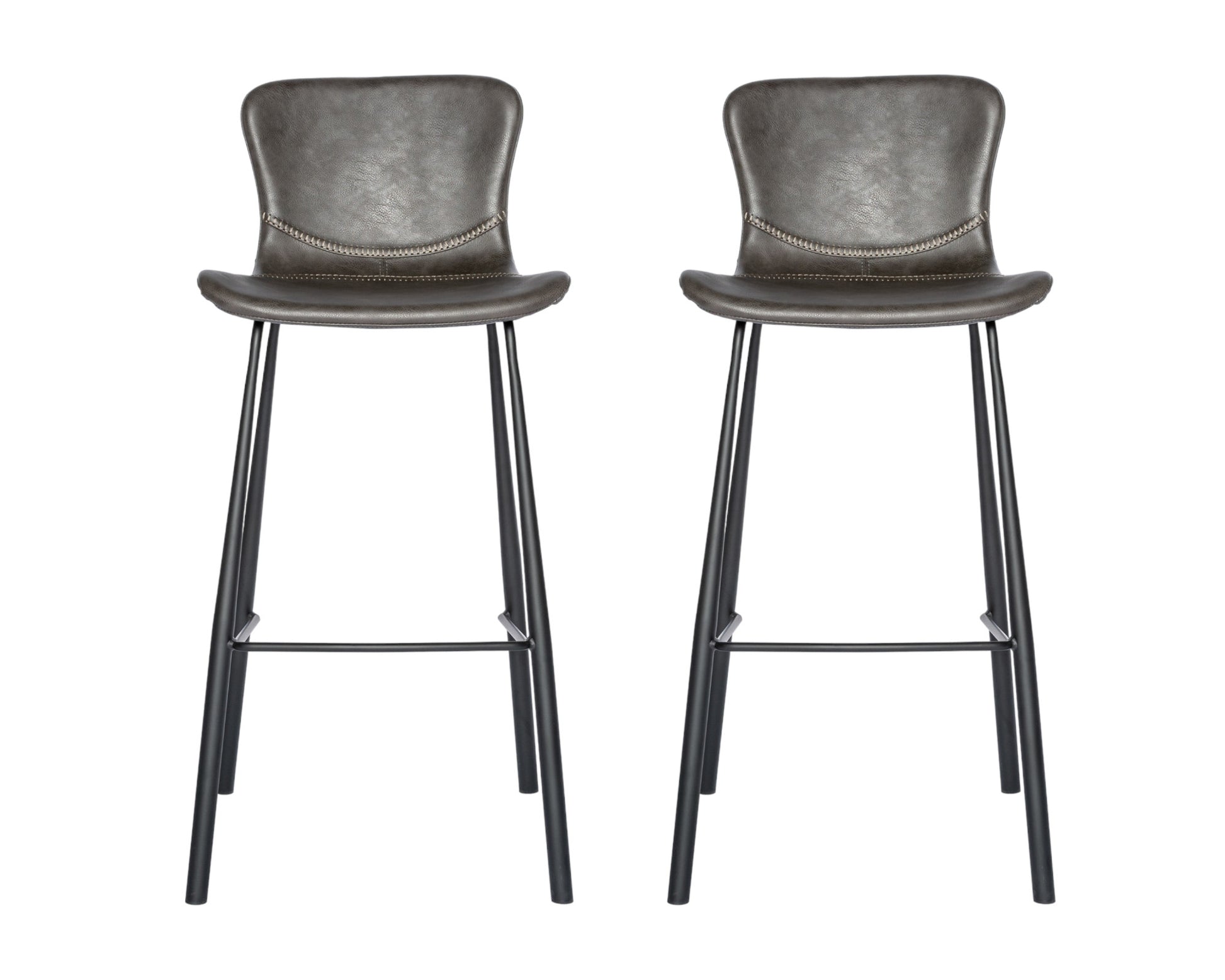 Gray & Black Steel Low Back Bar Height Bar Chairs - Set of 2