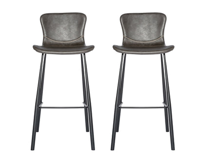 Gray & Black Steel Low Back Bar Height Bar Chairs - Set of 2
