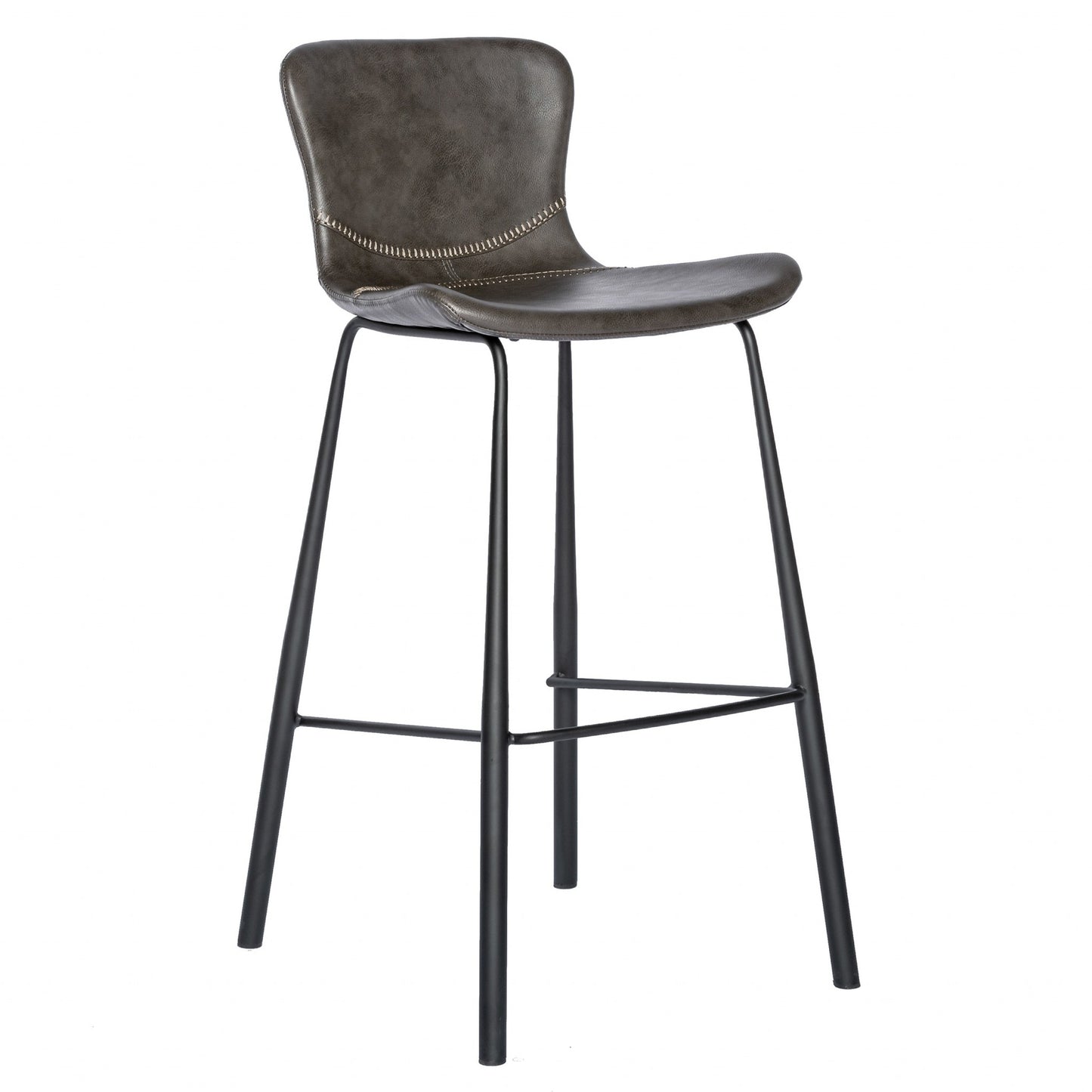 Gray & Black Steel Low Back Bar Height Bar Chairs - Set of 2
