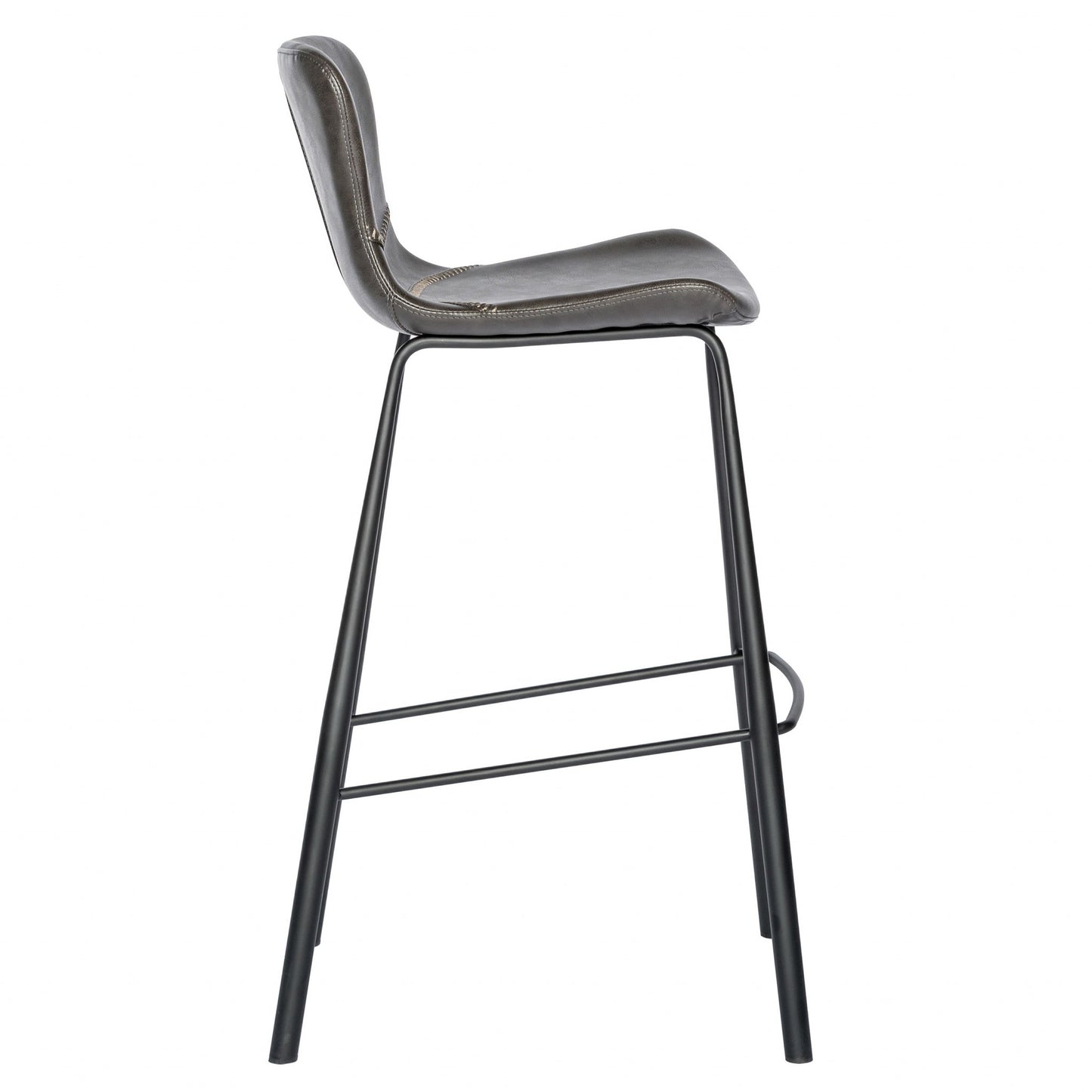 Gray & Black Steel Low Back Bar Height Bar Chairs - Set of 2