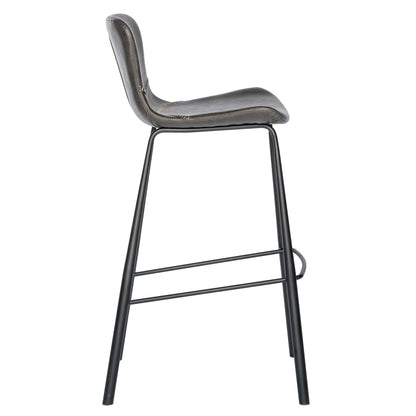 Gray & Black Steel Low Back Bar Height Bar Chairs - Set of 2