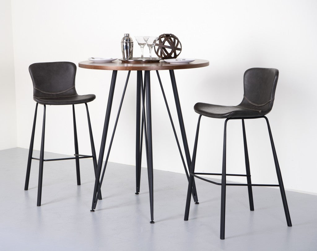 Gray & Black Steel Low Back Bar Height Bar Chairs - Set of 2