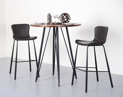 Gray & Black Steel Low Back Bar Height Bar Chairs - Set of 2