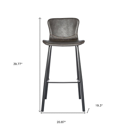 Gray & Black Steel Low Back Bar Height Bar Chairs - Set of 2