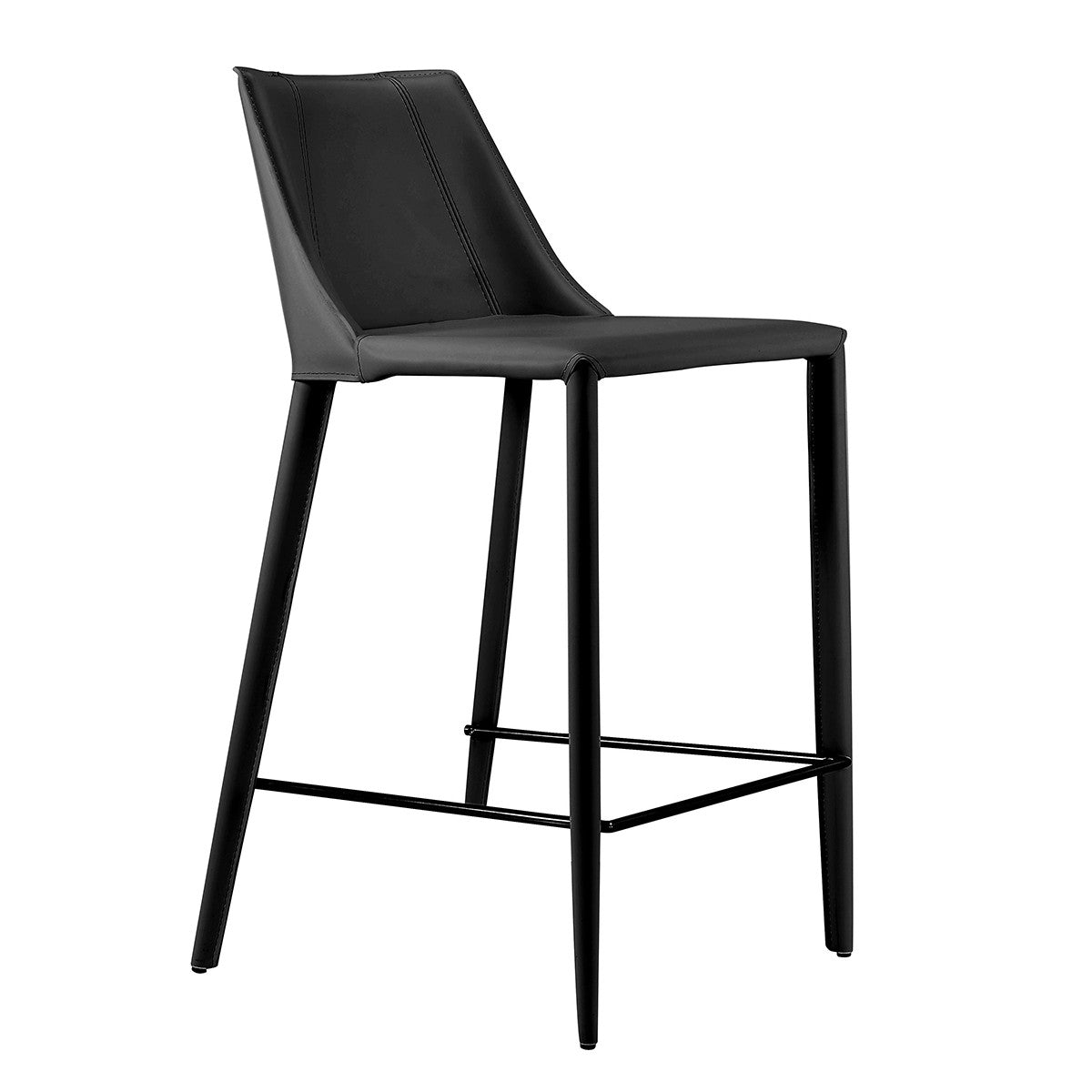 Black Steel Low Back Counter Height Bar Chair