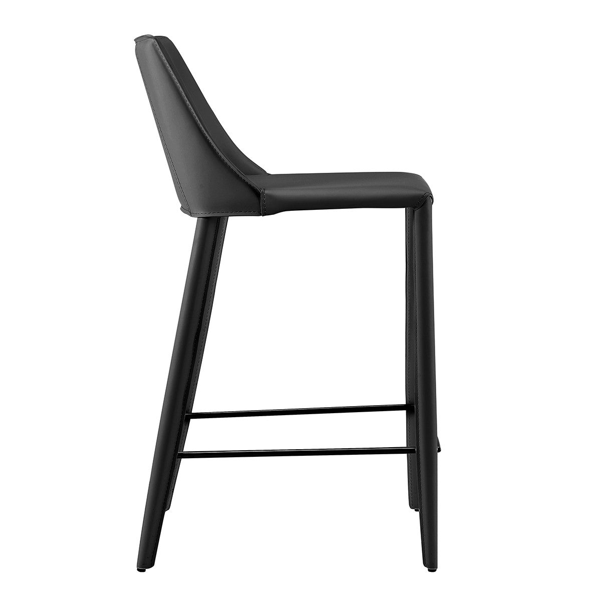 Black Steel Low Back Counter Height Bar Chair
