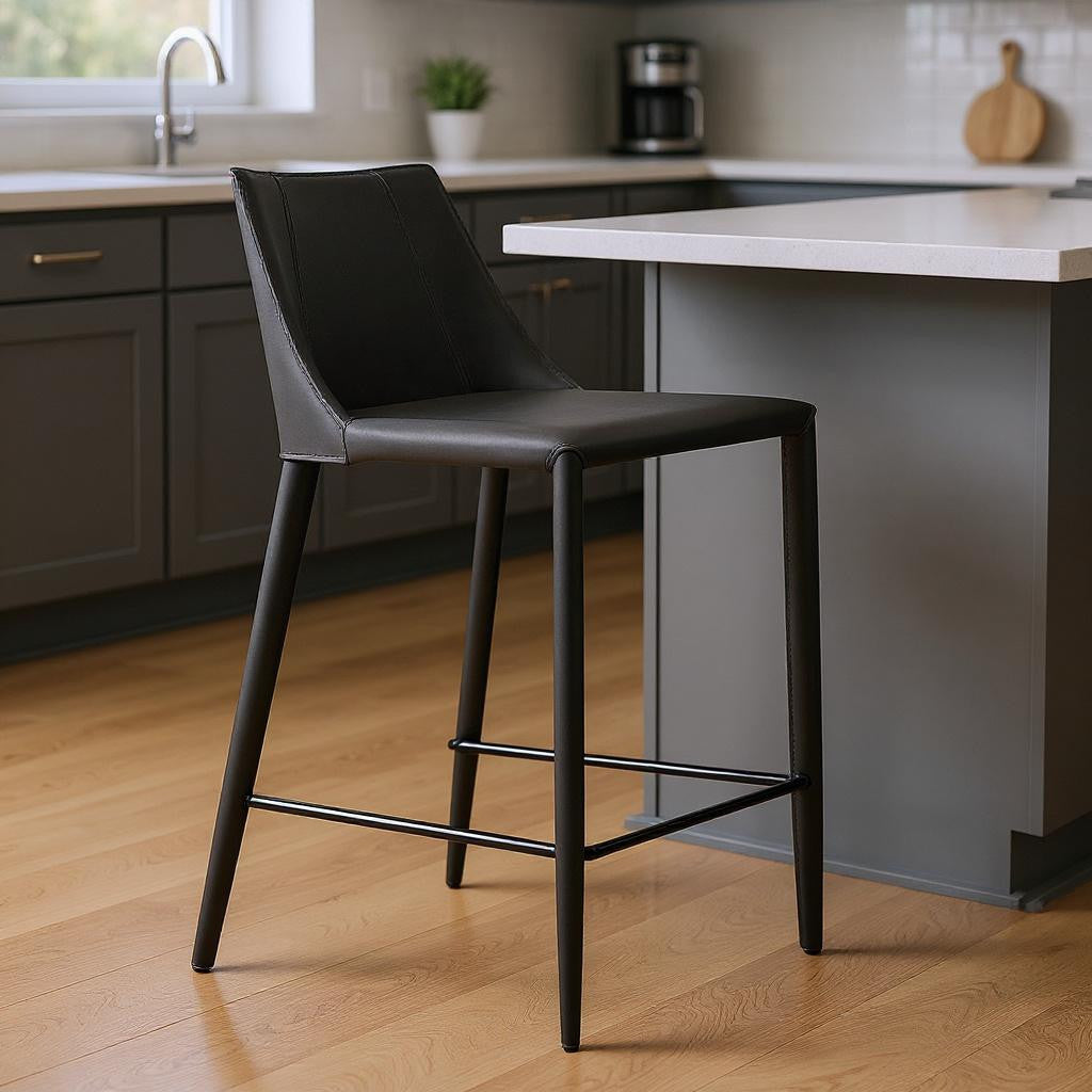 Black Steel Low Back Counter Height Bar Chair