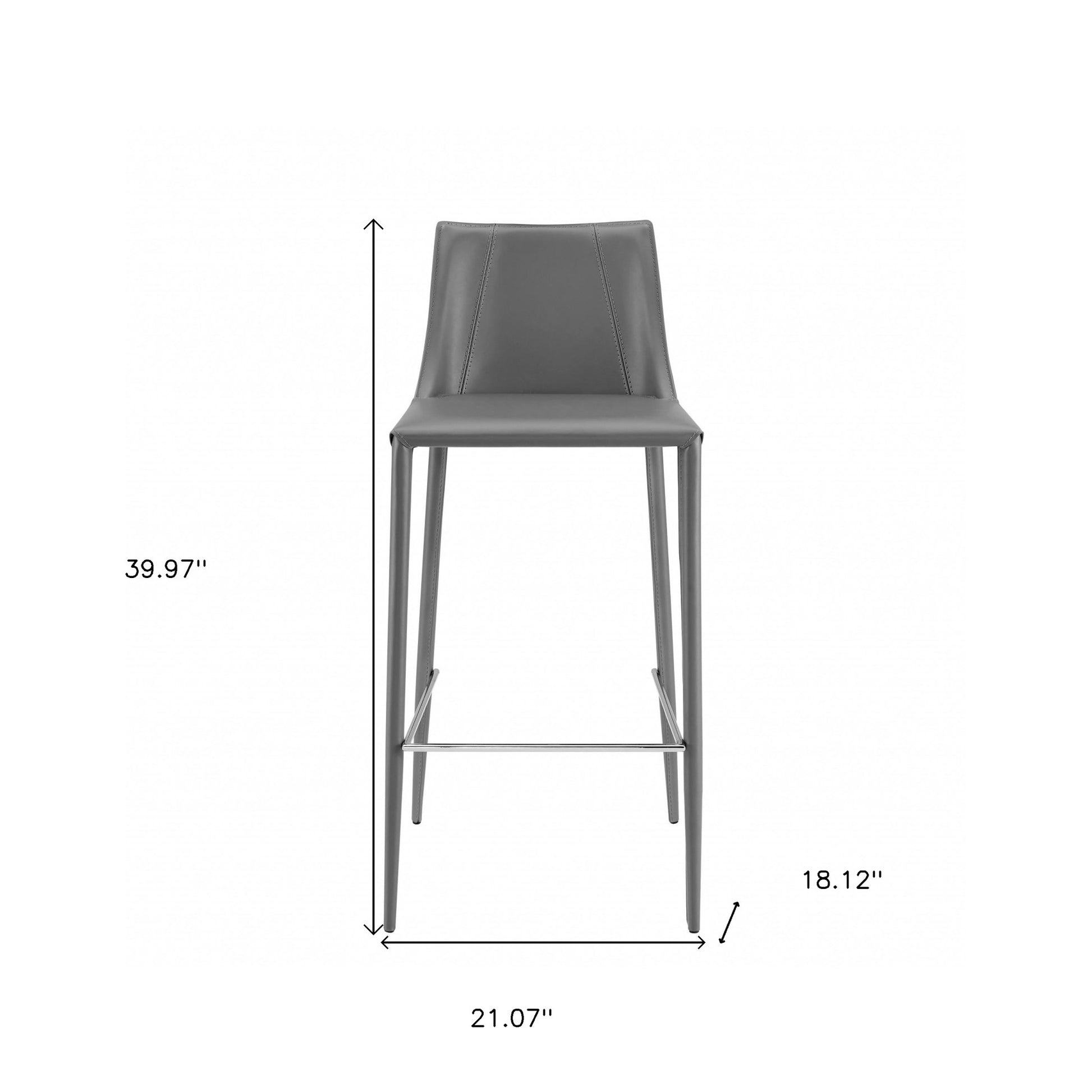 Gray Steel Low Back Bar Height Bar Chair