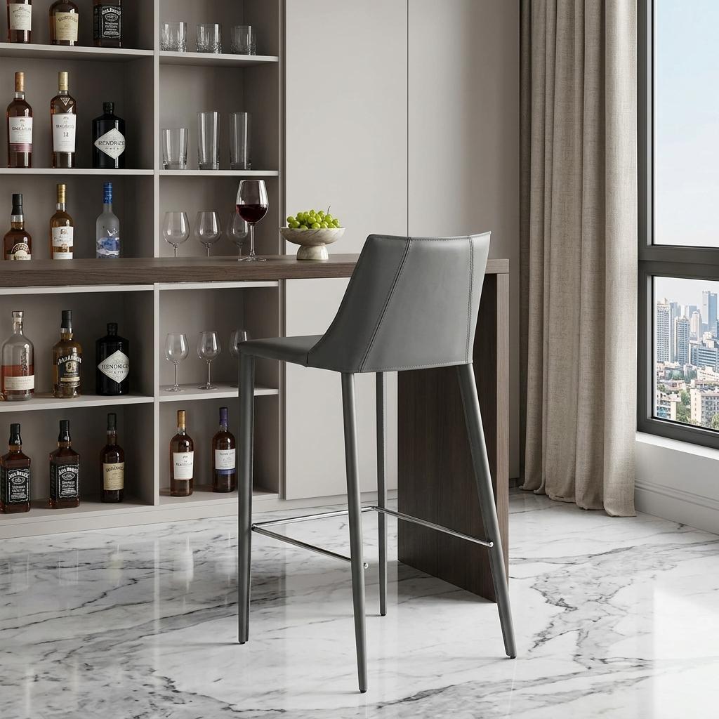 Gray Steel Low Back Bar Height Bar Chair