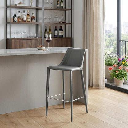 Gray Steel Low Back Bar Height Bar Chair