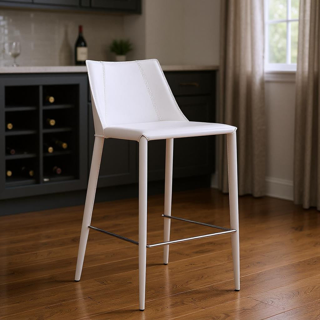 White Steel Low Back Bar Height Bar Chair