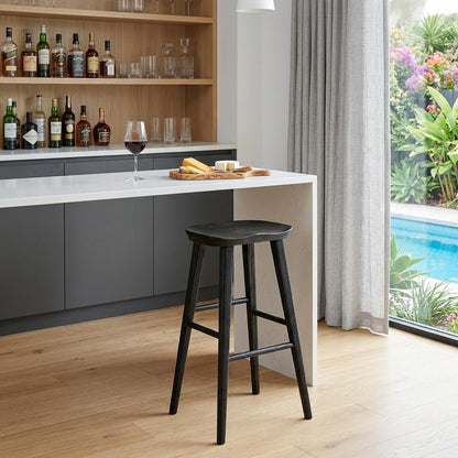 Black Manufactured Wood Backless Bar Height Bar Chair