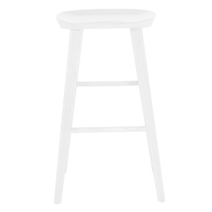 White Manufactured Wood Backless Bar Height Bar Chair