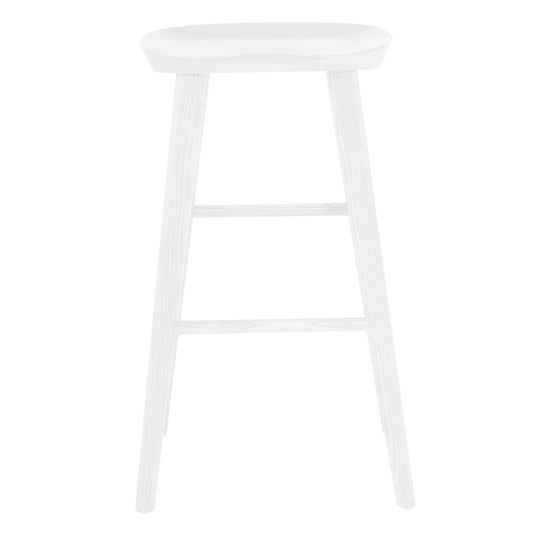 White Manufactured Wood Backless Bar Height Bar Chair