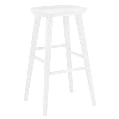 White Manufactured Wood Backless Bar Height Bar Chair