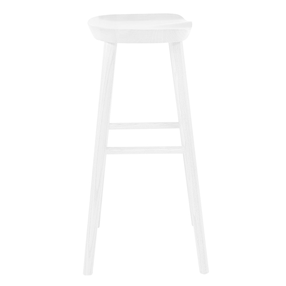 White Manufactured Wood Backless Bar Height Bar Chair