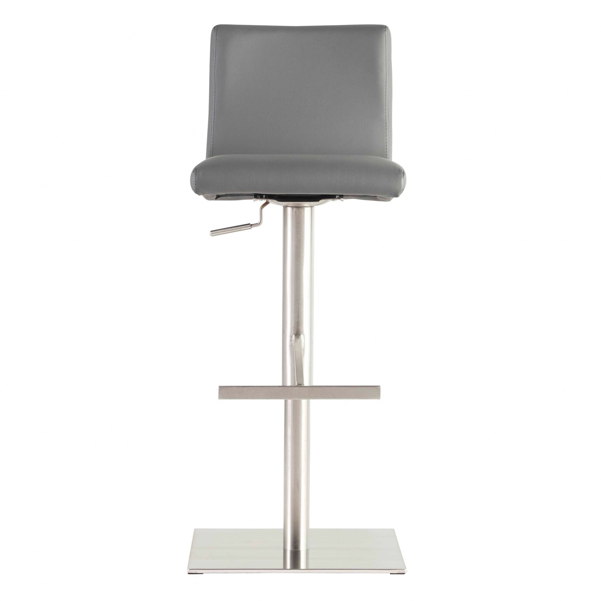 Gray & Silver Steel Swivel Low Back Bar Height Bar Chair