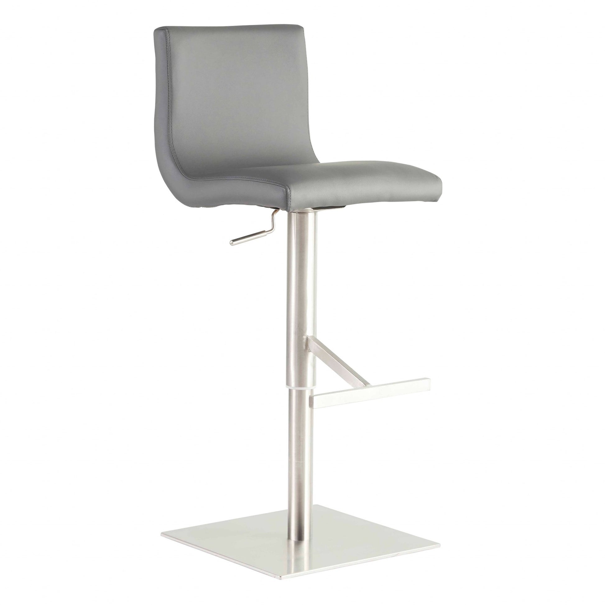 Sloane Gray & Silver Steel Swivel Low Back Bar Height Bar Chair