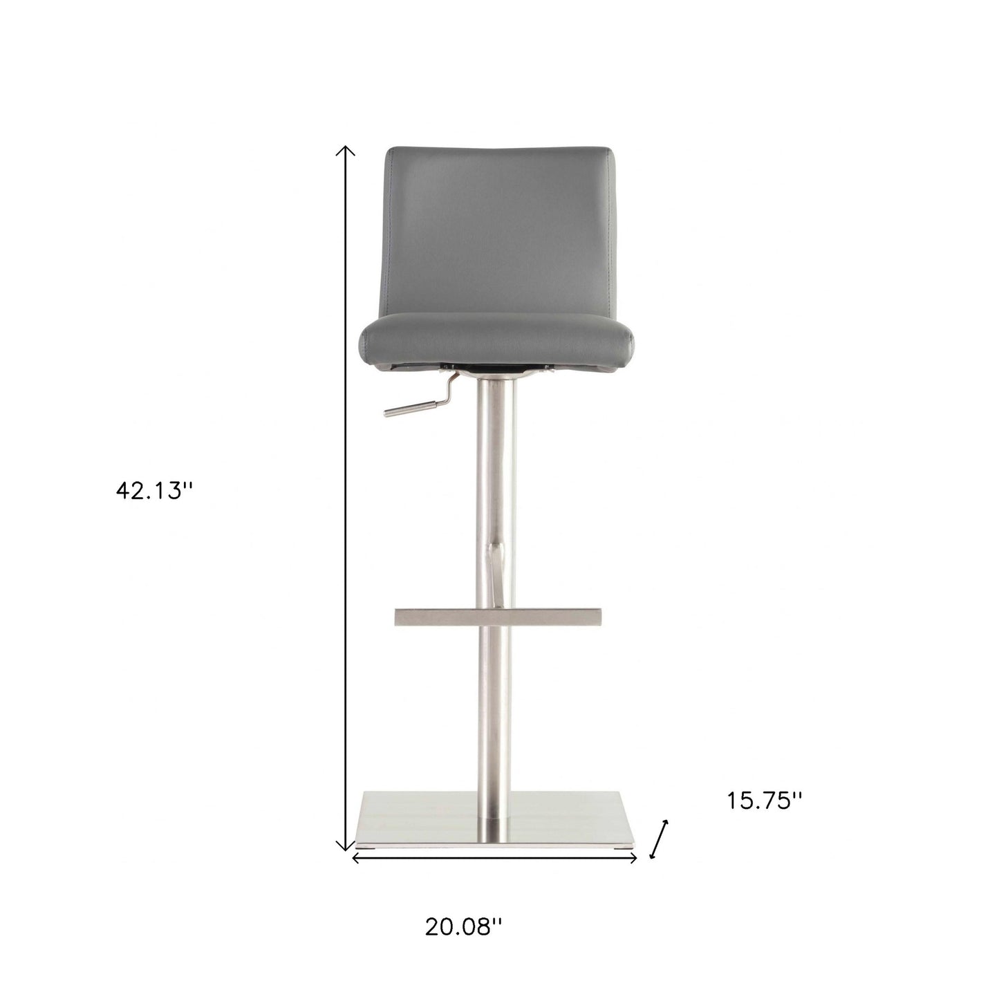 Gray & Silver Steel Swivel Low Back Bar Height Bar Chair