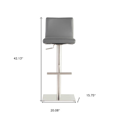 Gray & Silver Steel Swivel Low Back Bar Height Bar Chair