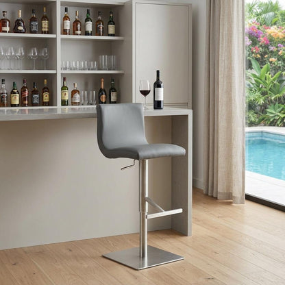 Gray & Silver Steel Swivel Low Back Bar Height Bar Chair