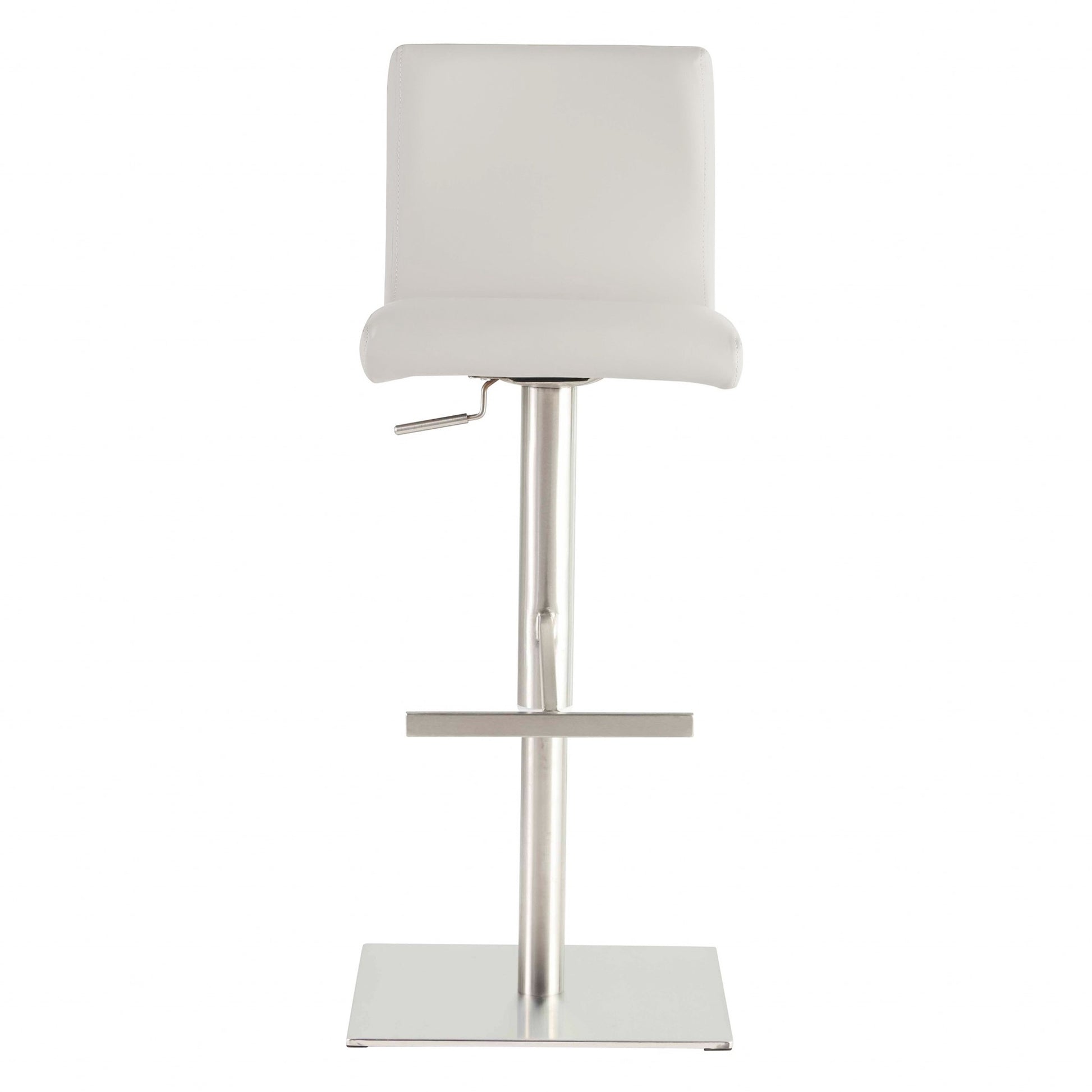 White & Silver Steel Swivel Low Back Bar Height Bar Chair