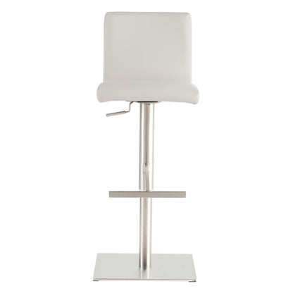 White & Silver Steel Swivel Low Back Bar Height Bar Chair