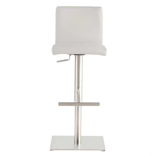 White & Silver Steel Swivel Low Back Bar Height Bar Chair