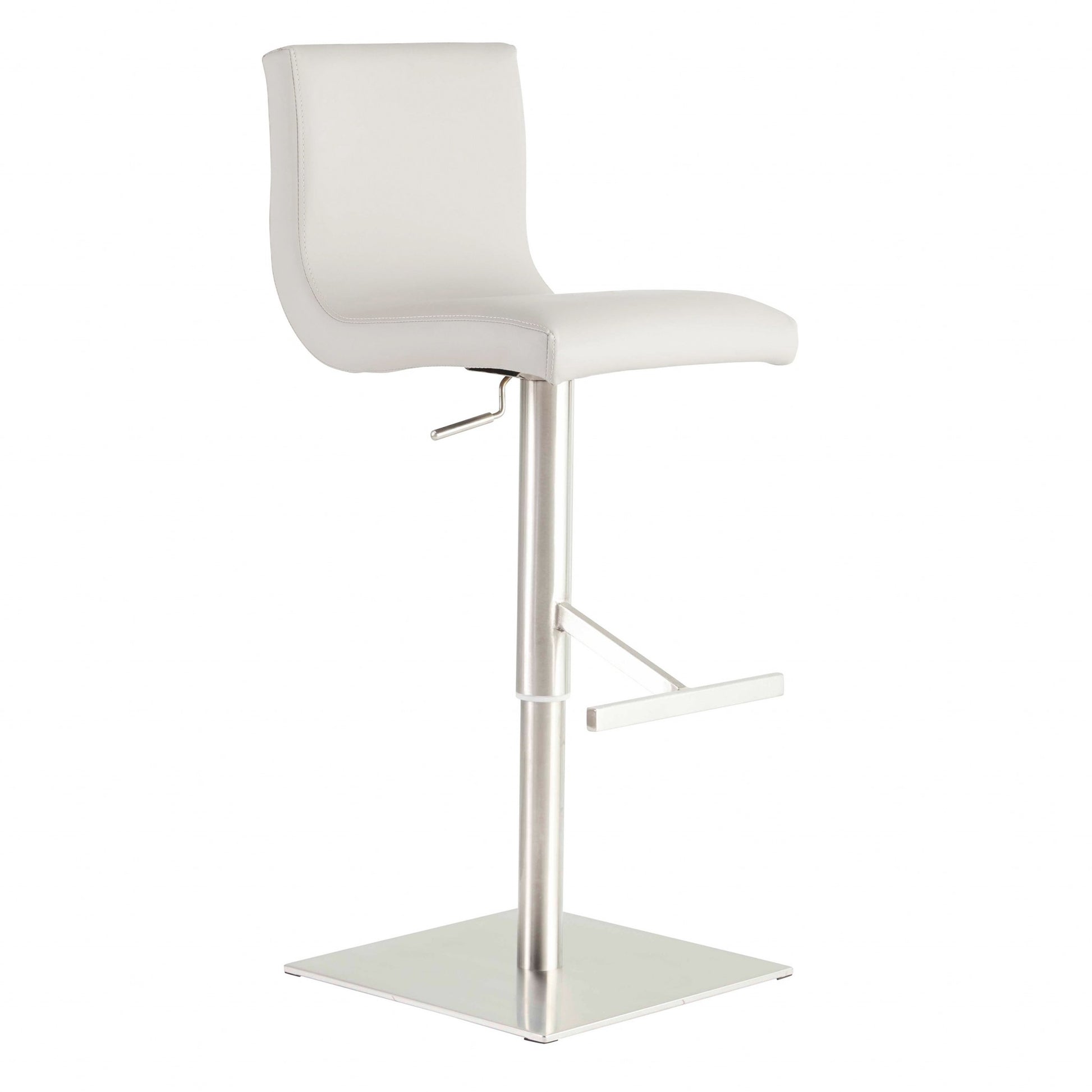 White & Silver Steel Swivel Low Back Bar Height Bar Chair