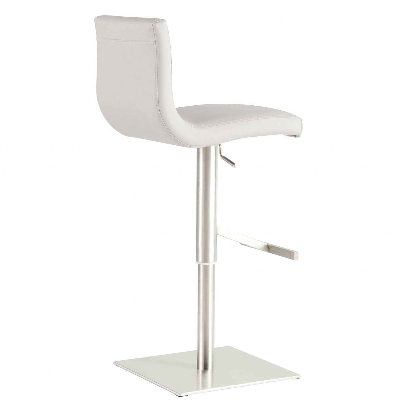 White & Silver Steel Swivel Low Back Bar Height Bar Chair