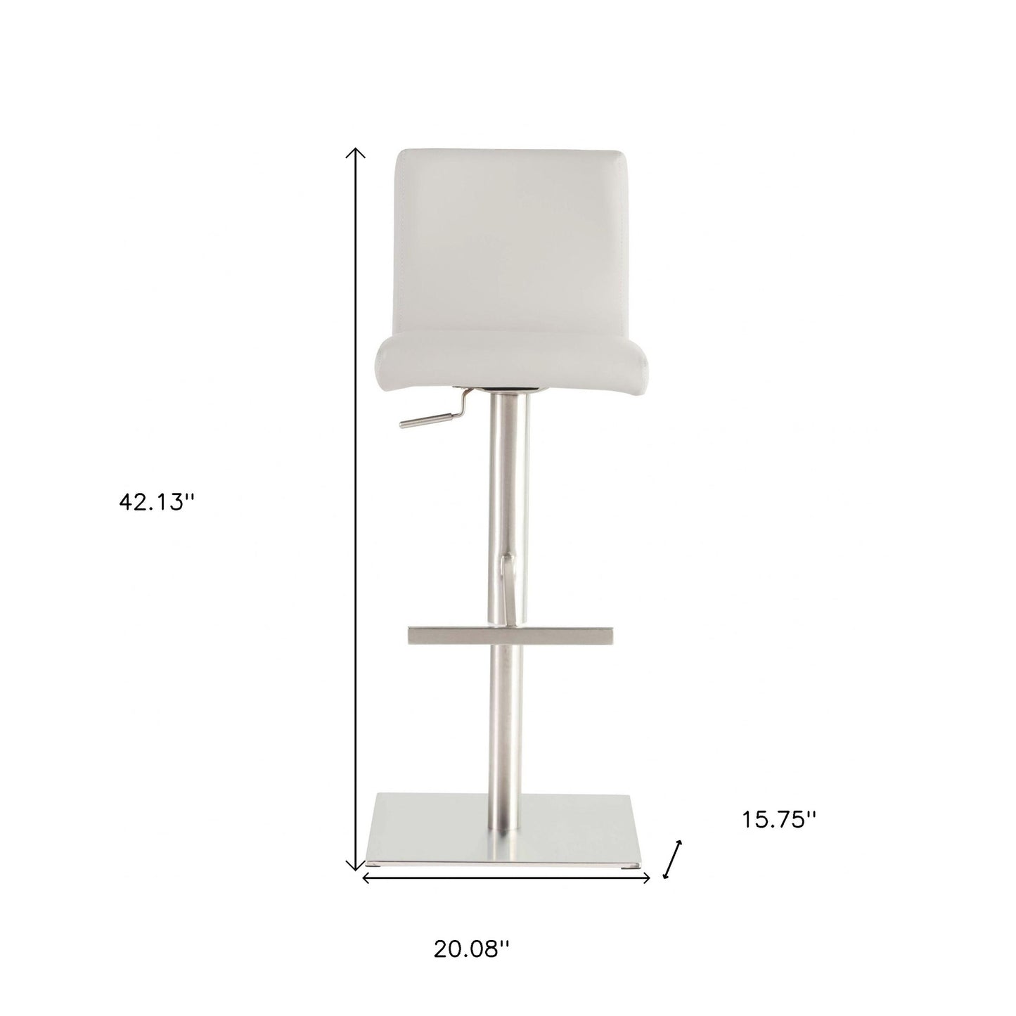 White & Silver Steel Swivel Low Back Bar Height Bar Chair