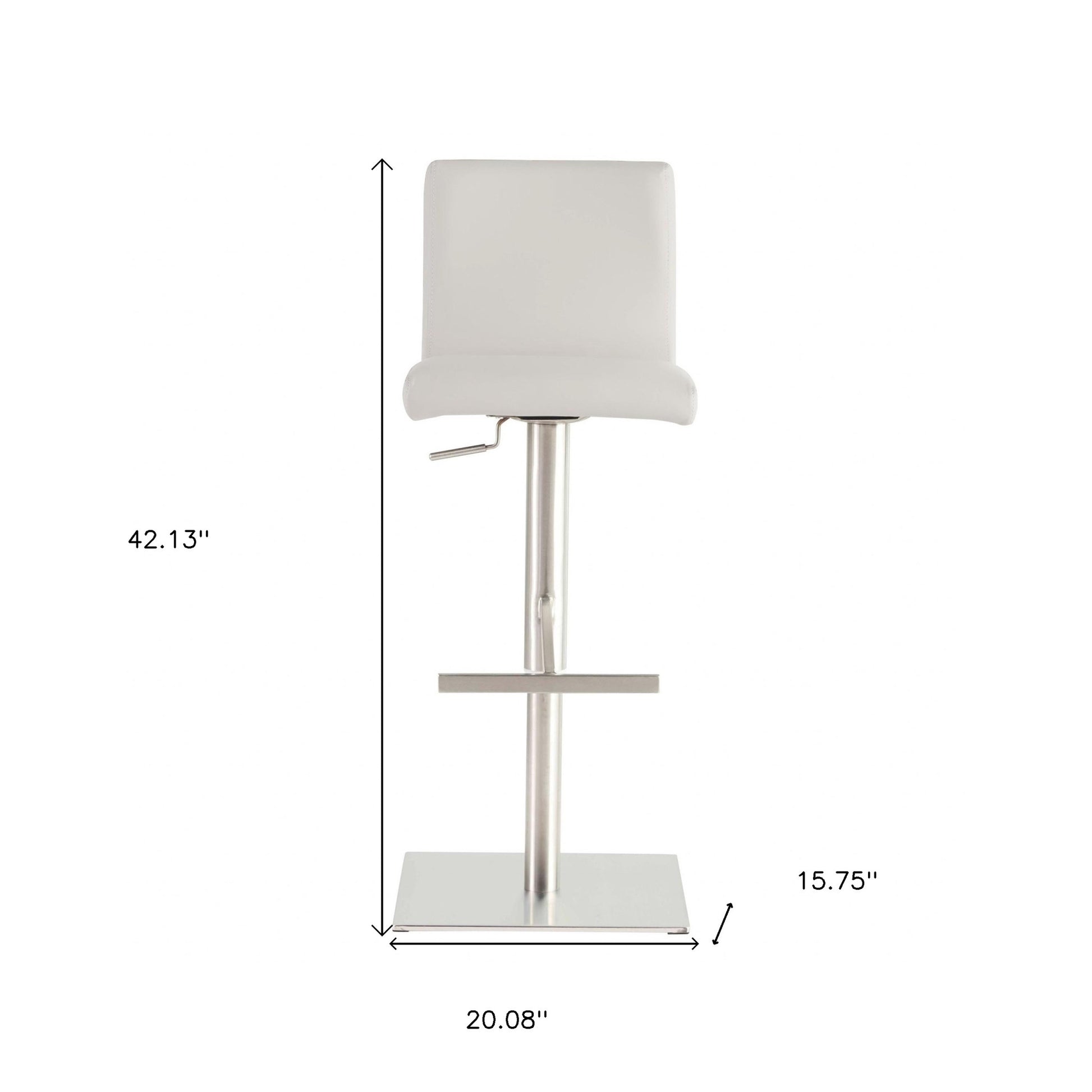 White & Silver Steel Swivel Low Back Bar Height Bar Chair
