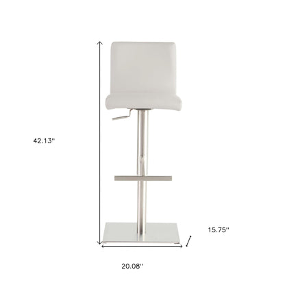 White & Silver Steel Swivel Low Back Bar Height Bar Chair