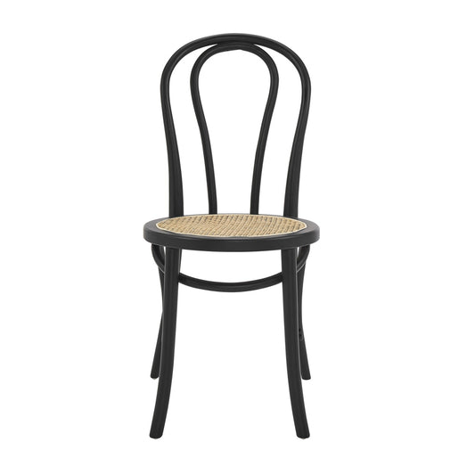 Black & Natural Solid Wood & Rattan Dining Chair - Set of 2