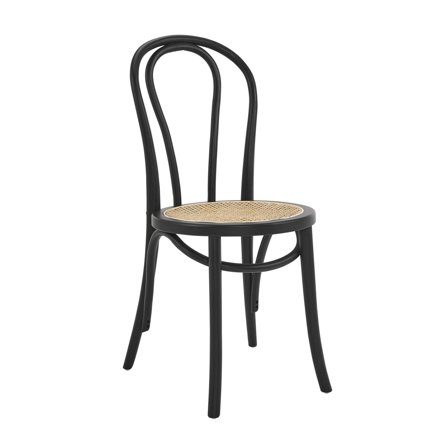 Black & Natural Solid Wood & Rattan Dining Chair - Set of 2