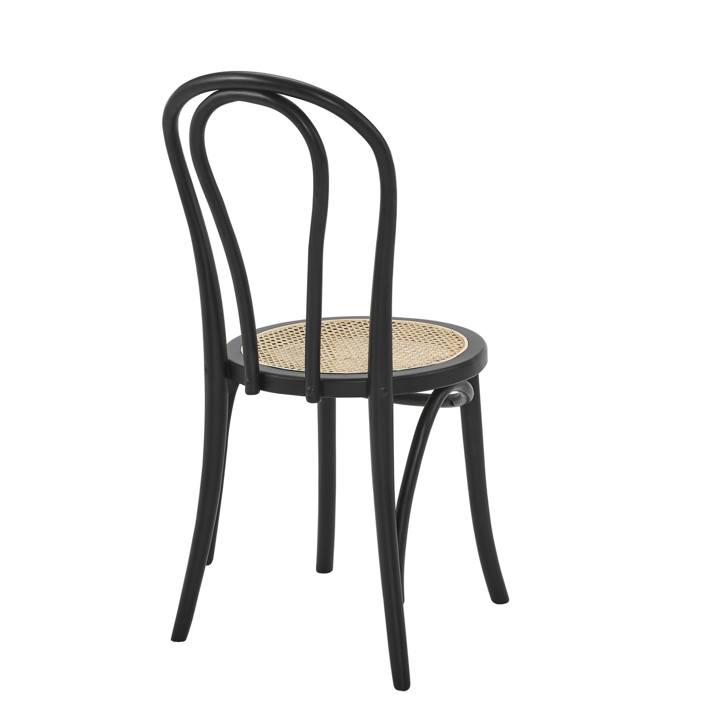 Black & Natural Solid Wood & Rattan Dining Chair - Set of 2
