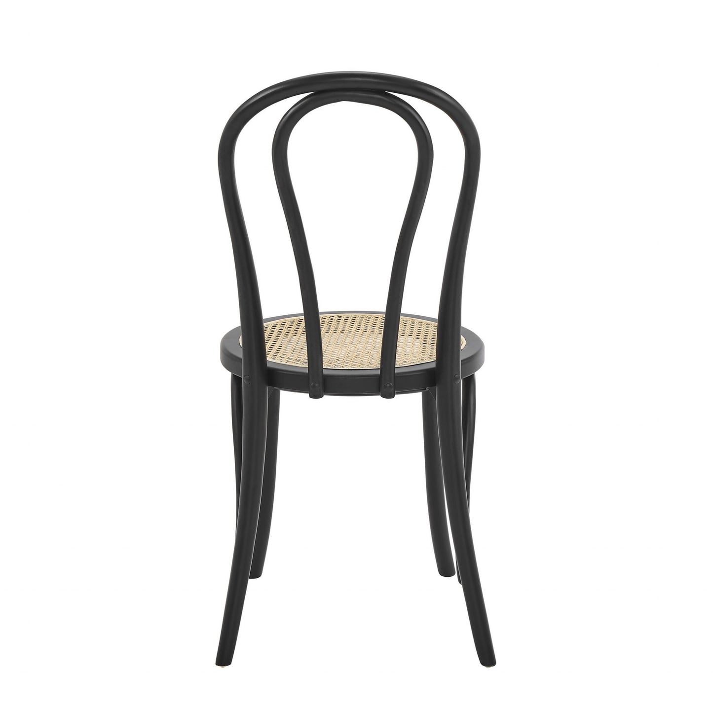Black & Natural Solid Wood & Rattan Dining Chair - Set of 2