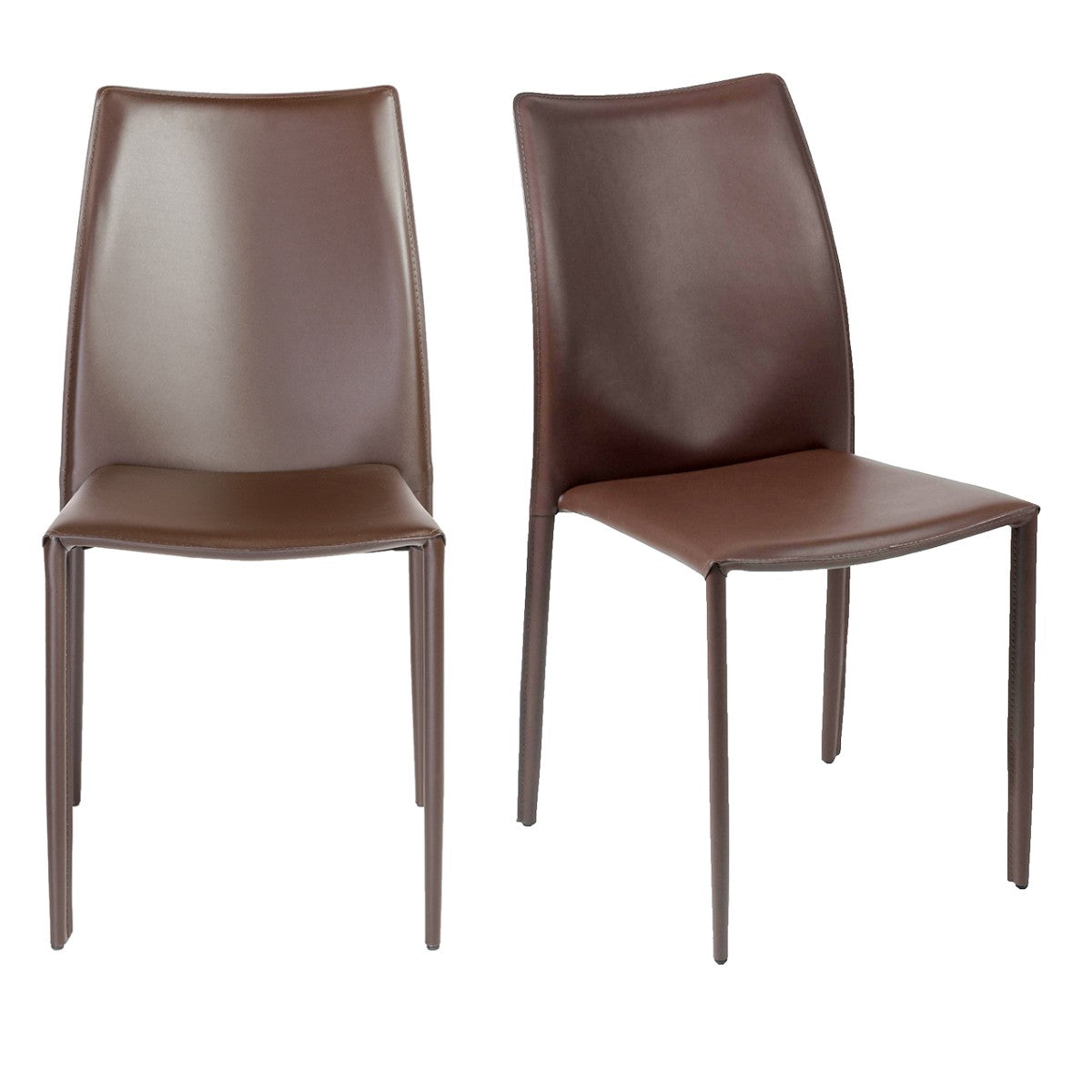 All Dark Brown Stacking Chairs - Set of 2