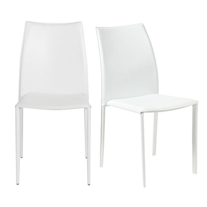 Premium All White Stacking Dining Chairs - Set of 2