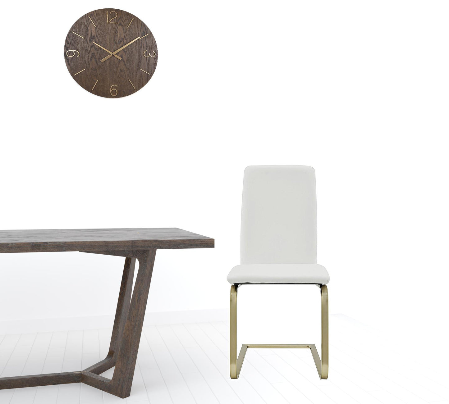 Mod White & Gold Dining Chairs - Set of 2