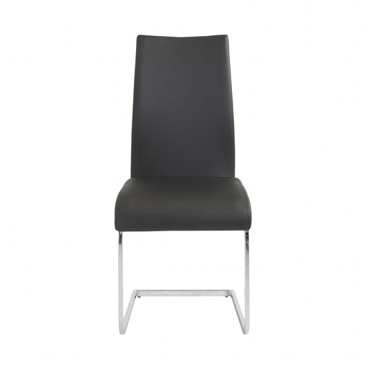Black Faux Faux Leather Long Back Cantilever Chairs - Set of 4