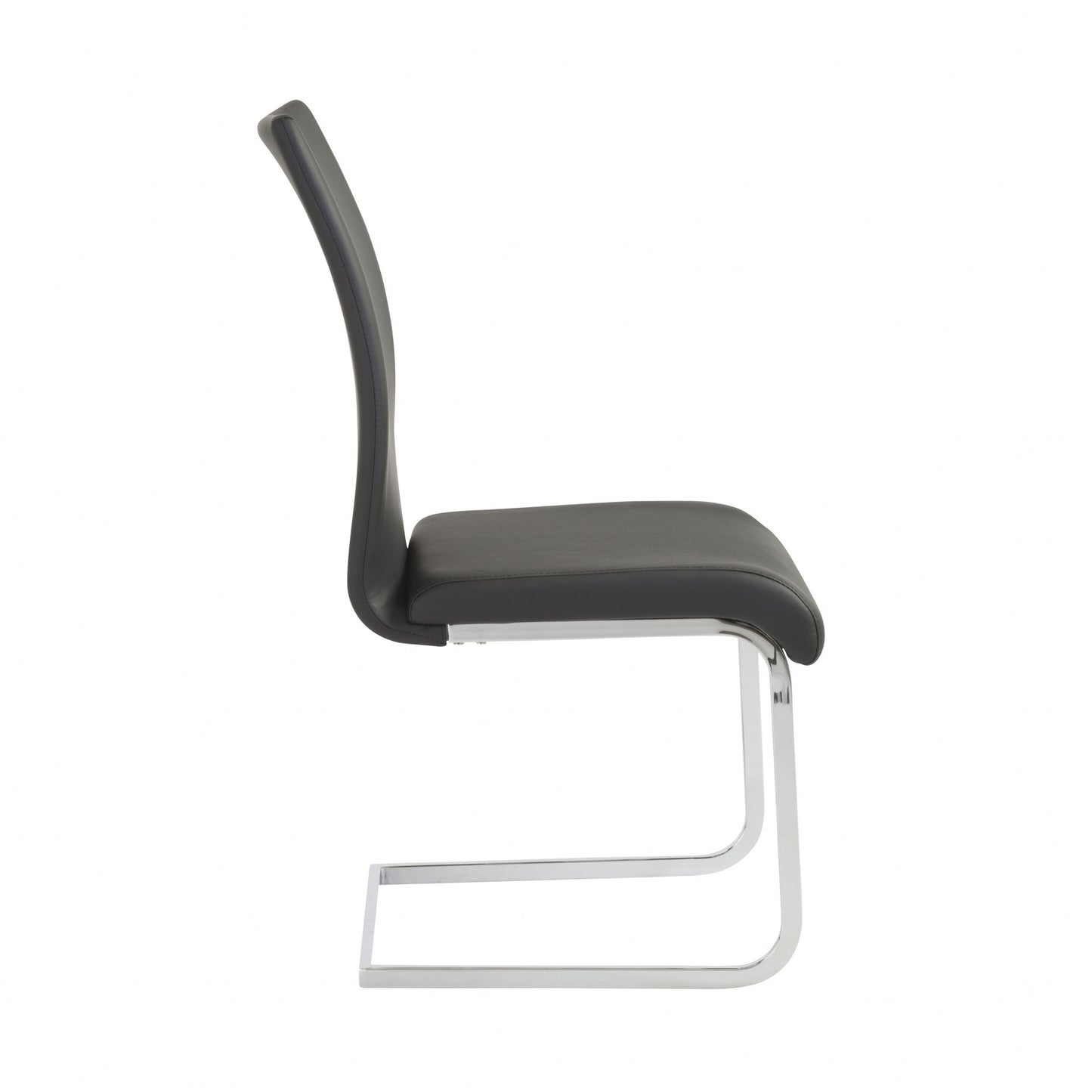 Black Faux Faux Leather Long Back Cantilever Chairs - Set of 4