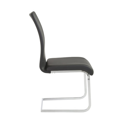 Black Faux Faux Leather Long Back Cantilever Chairs - Set of 4