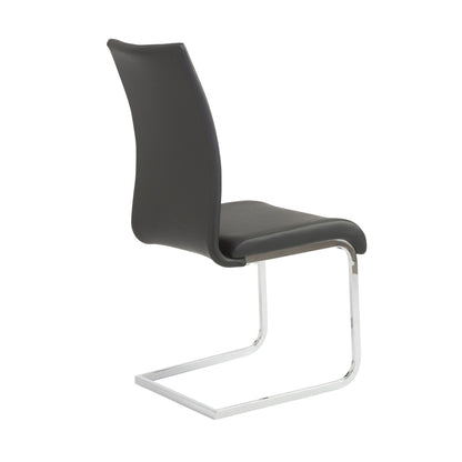 Black Faux Faux Leather Long Back Cantilever Chairs - Set of 4