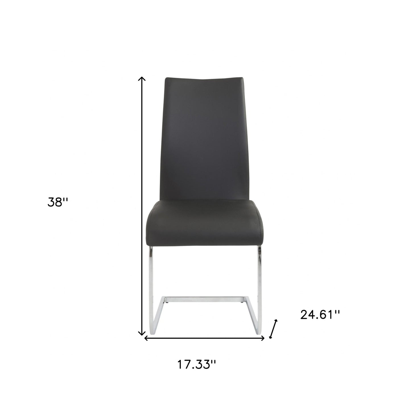Black Faux Faux Leather Long Back Cantilever Chairs - Set of 4